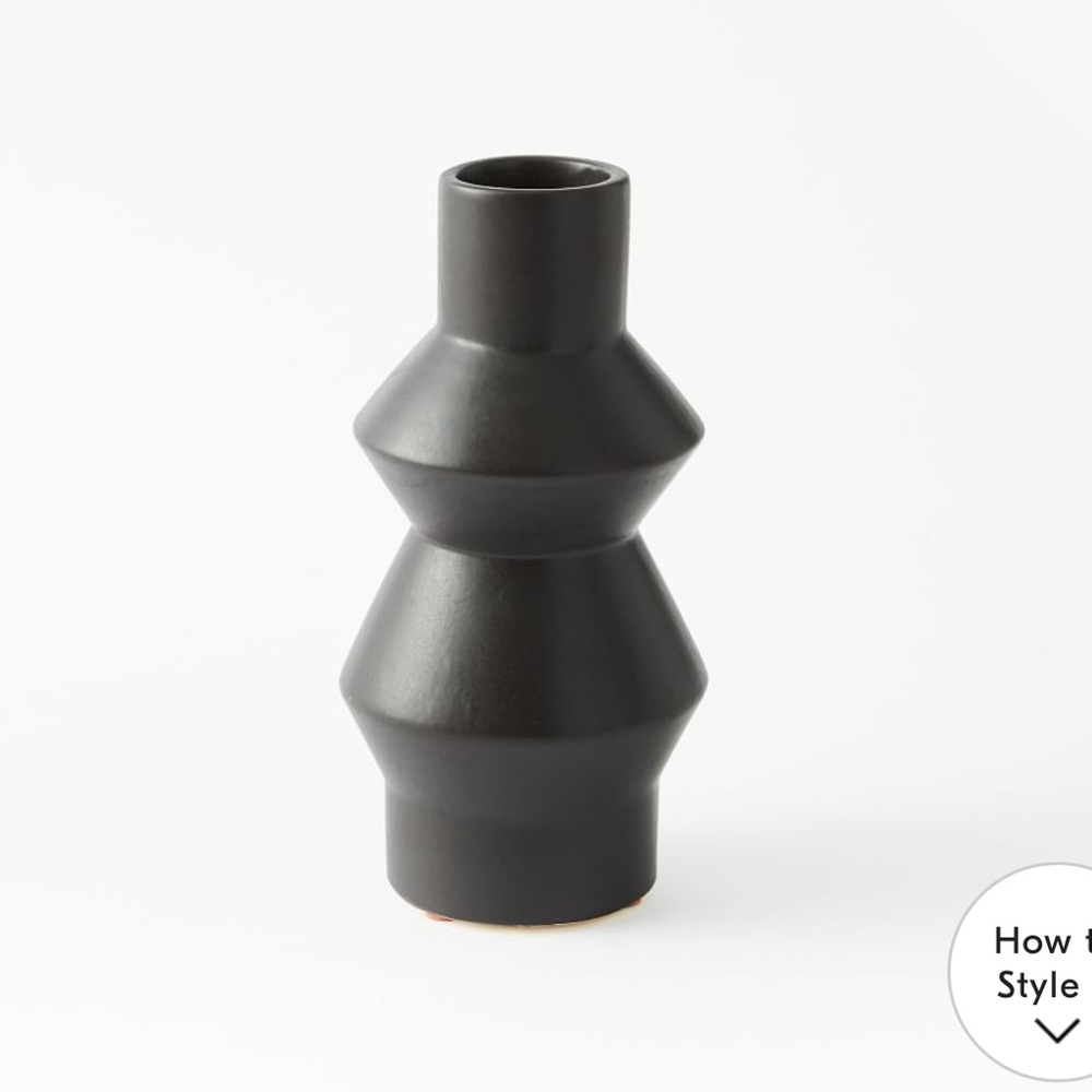 West Elm Black Totem Vase 10.5”